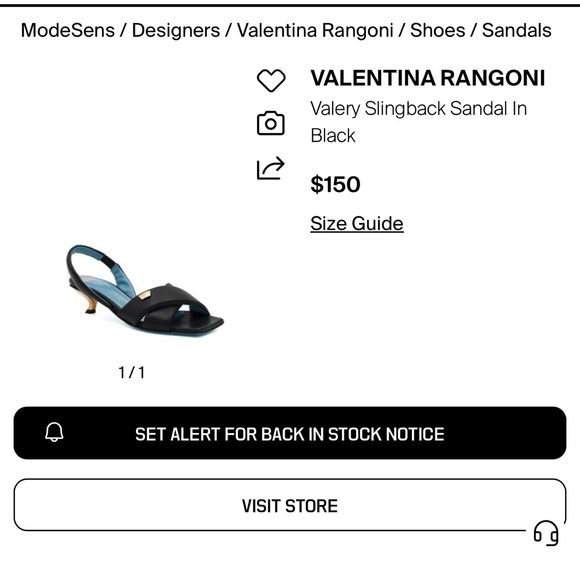 VALENTINA RANGONI Valery Slingback Sandal In Black Womens Size 6.5 - Picture 2 of 8